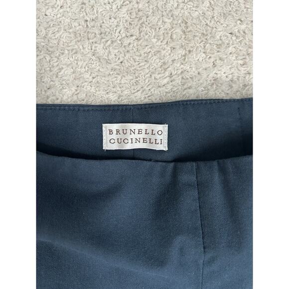Brunello Cucinelli Womens Navy Blue Work Trousers Size 8 Made in Italy Cotton - Picture 2 of 7